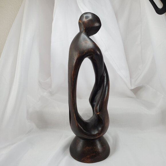 VTG Impressionist Ironwood Abstract Human Sculpture Handmade From Ghana 13.25" - Picture 14 of 14